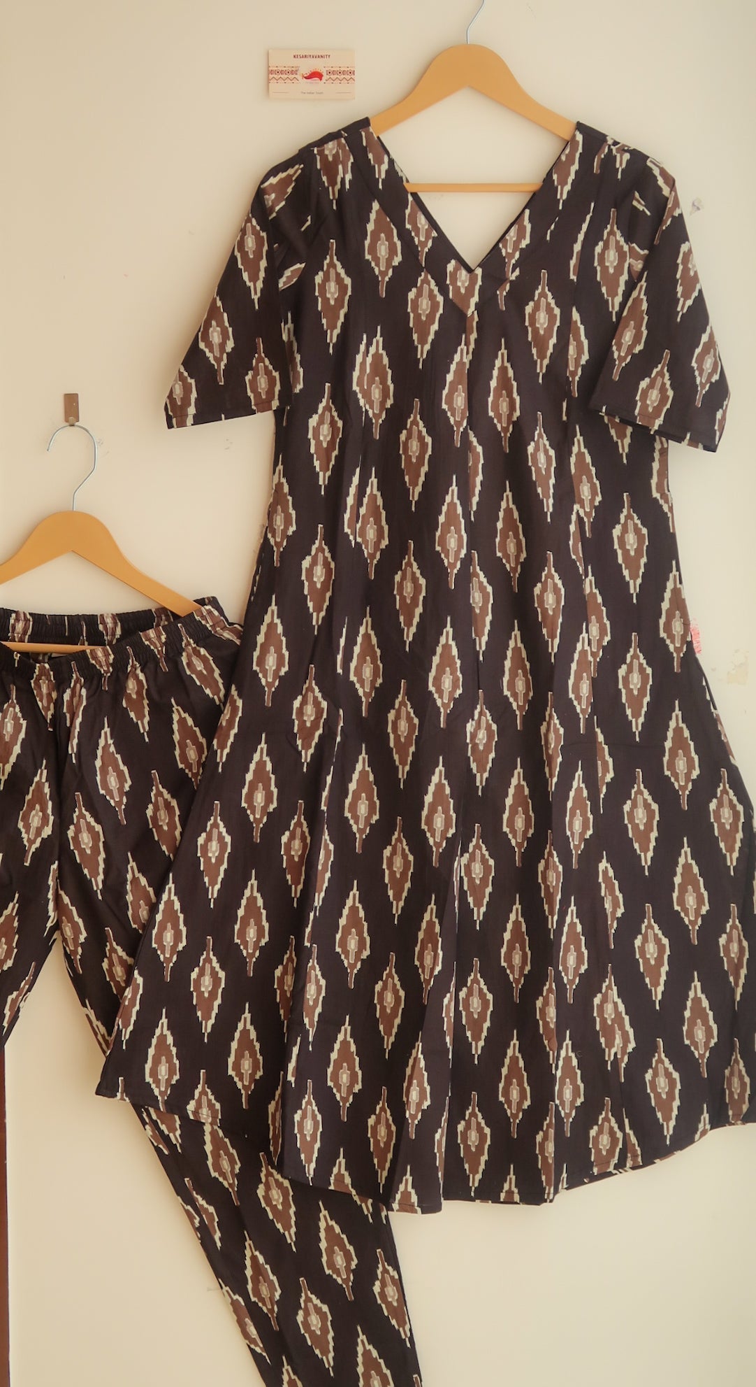 Blush Black Ikkat Office/Regular Wear Suit Set - Blend of Fun - Image 2