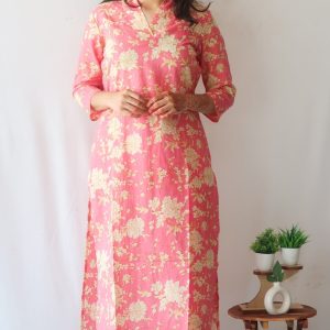 Alternative view of Springtime Pink Delight V-Neck Suit Set