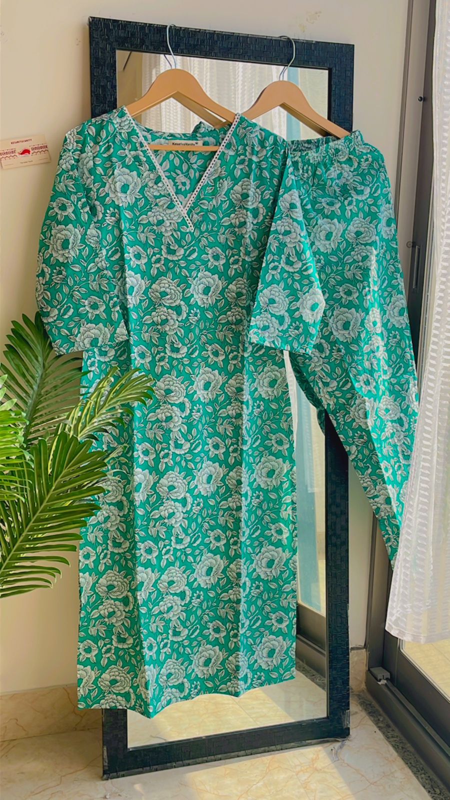 Teal Bluebells Lace Suit Set - Sukoon 3.0 (Slim Fit) - Image 3