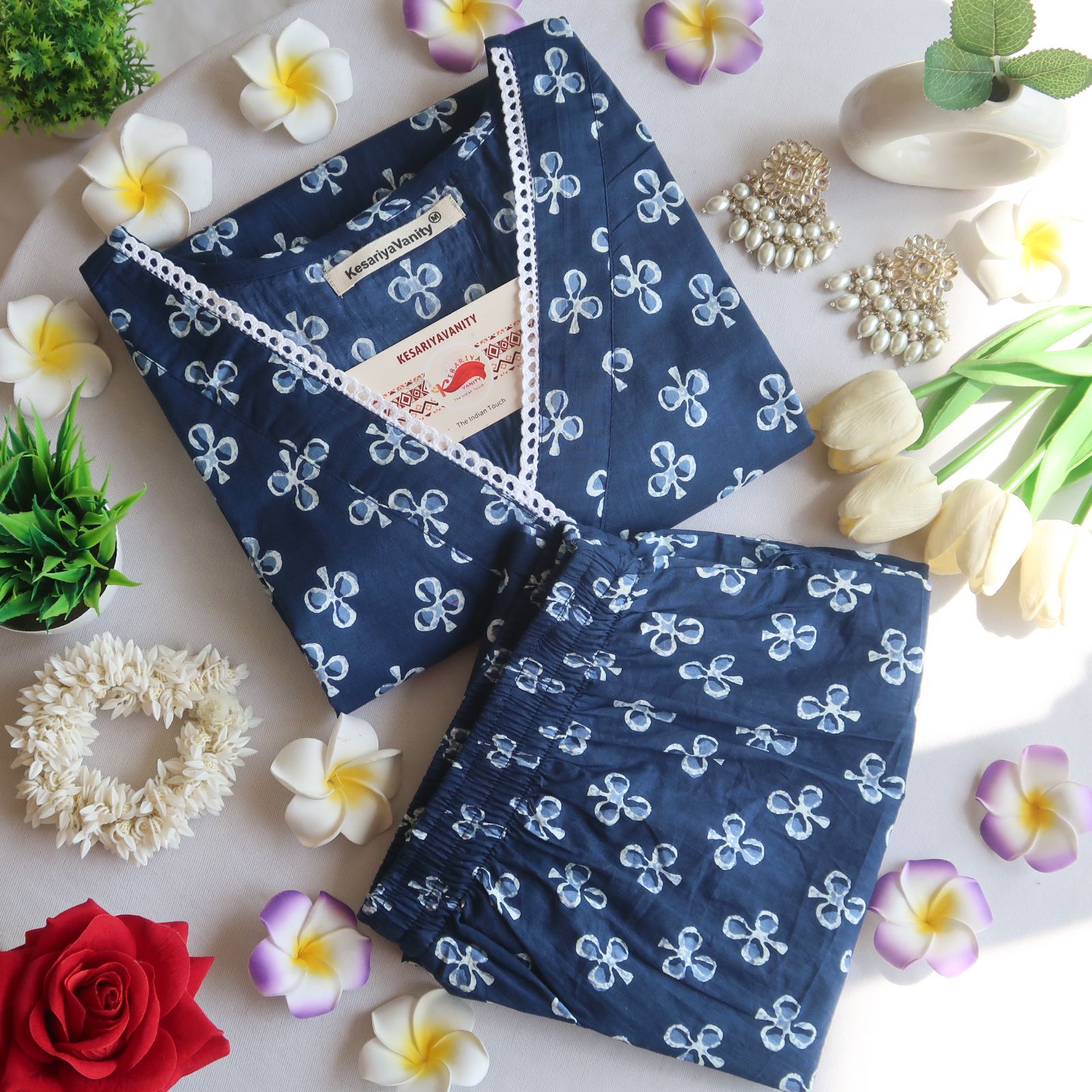 Indigo Viral Lace Suit Set - Sukoon 3.0 (Slim Fit)