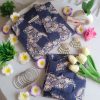 Navy Blossom V-Neck Suit Set