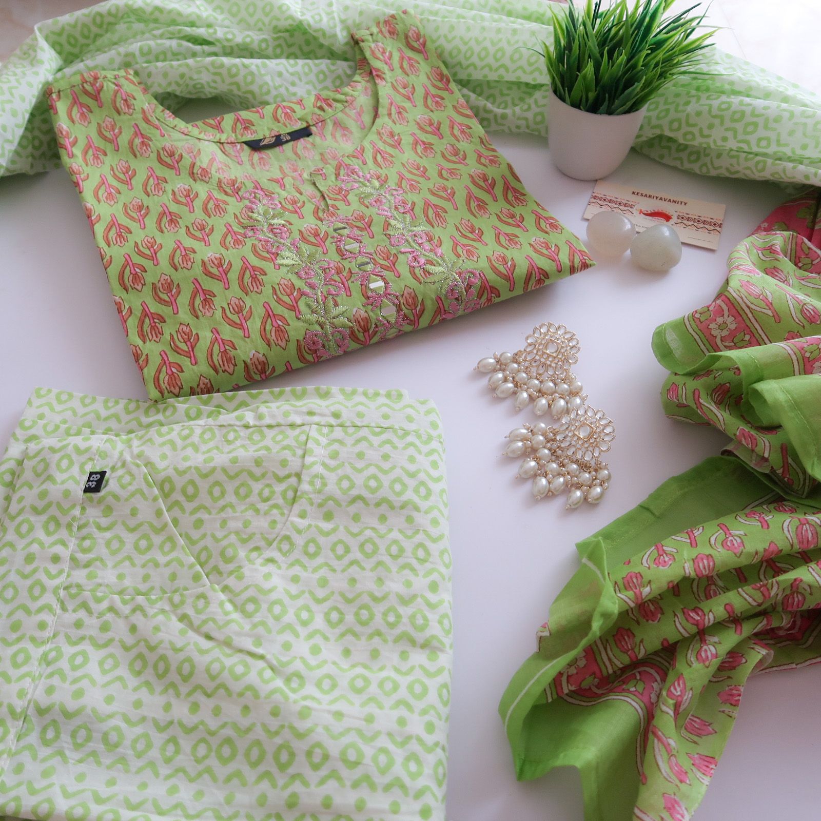 Spring Green Cotton Suit