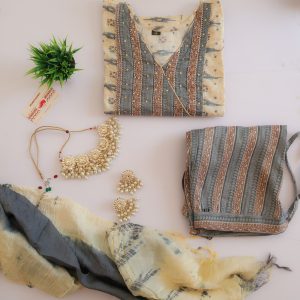 Fancy Beige Grey Suit Sets