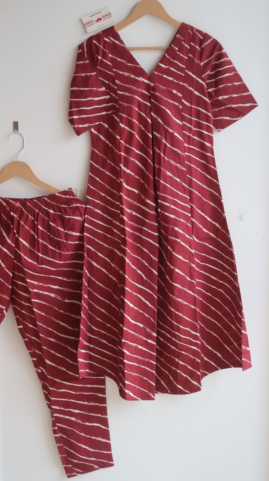 Maroon Leheriya Duo Office/Regular Wear Suit Set - Image 2