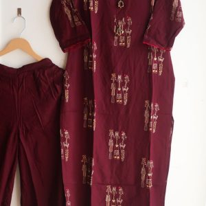 Alternative view of Tribal Vibes Rich Look Rosewood Suit Set