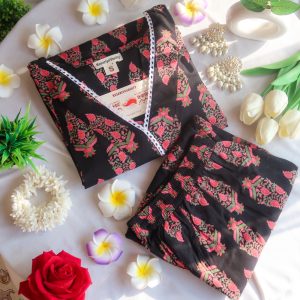 Black Blooms Suit Set - Sukoon (Slim Fit)