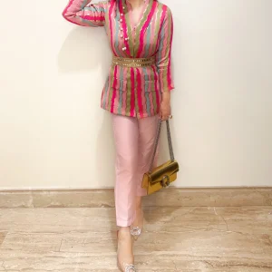 Bulbul Jacket Set With Belt