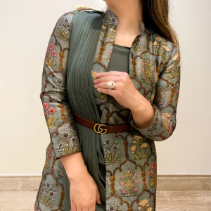 Alternative view of Green Paisley Jacket Sari